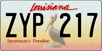 LA license plate ZYP217