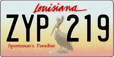 LA license plate ZYP219