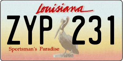 LA license plate ZYP231