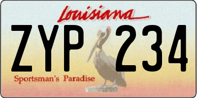 LA license plate ZYP234