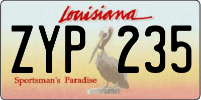 LA license plate ZYP235