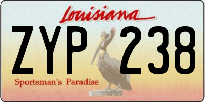 LA license plate ZYP238