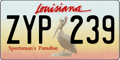 LA license plate ZYP239