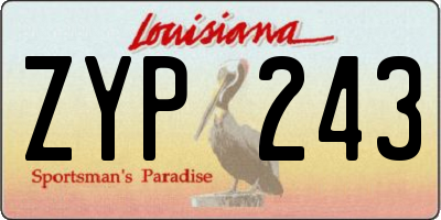 LA license plate ZYP243