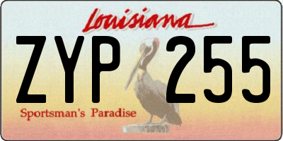 LA license plate ZYP255