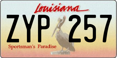 LA license plate ZYP257