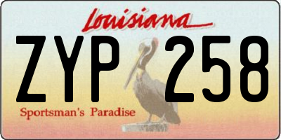 LA license plate ZYP258