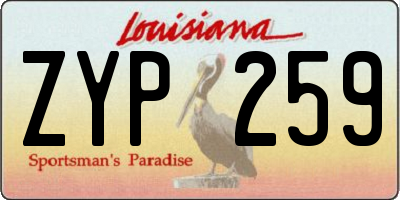 LA license plate ZYP259