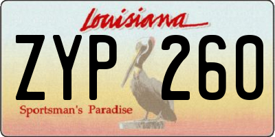 LA license plate ZYP260