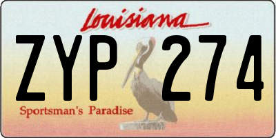 LA license plate ZYP274
