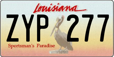 LA license plate ZYP277