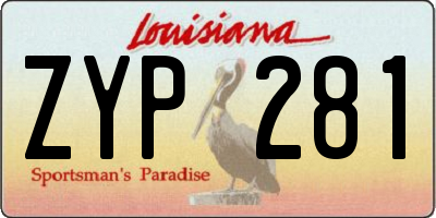 LA license plate ZYP281