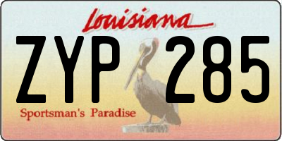 LA license plate ZYP285