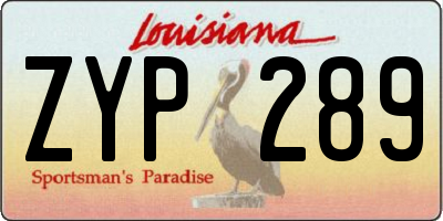 LA license plate ZYP289