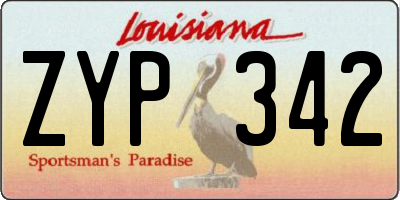 LA license plate ZYP342