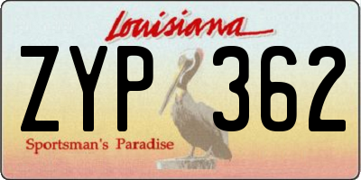 LA license plate ZYP362