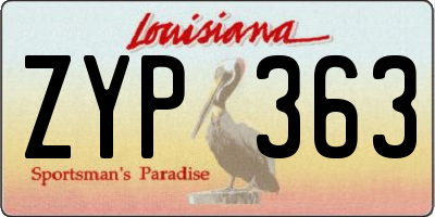 LA license plate ZYP363