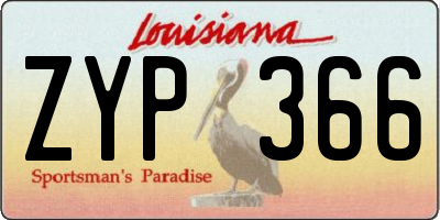 LA license plate ZYP366