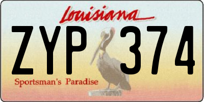 LA license plate ZYP374