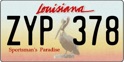 LA license plate ZYP378