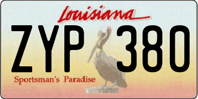 LA license plate ZYP380