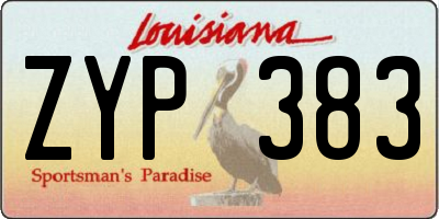 LA license plate ZYP383