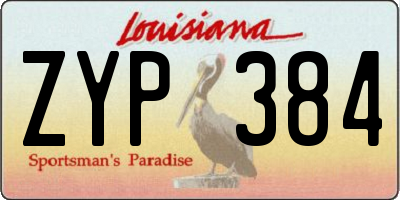 LA license plate ZYP384