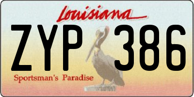 LA license plate ZYP386