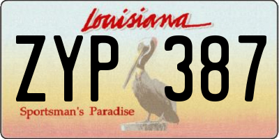 LA license plate ZYP387