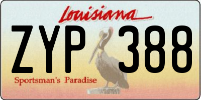 LA license plate ZYP388