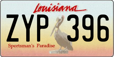 LA license plate ZYP396