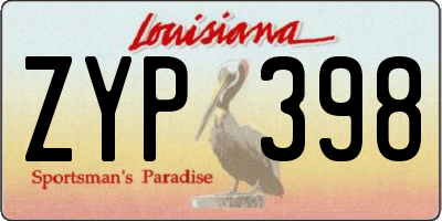 LA license plate ZYP398