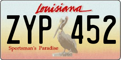 LA license plate ZYP452
