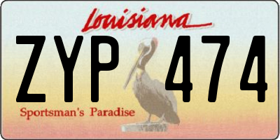 LA license plate ZYP474