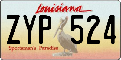 LA license plate ZYP524