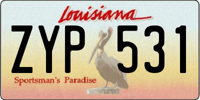 LA license plate ZYP531