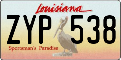 LA license plate ZYP538