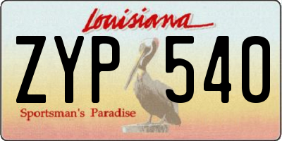 LA license plate ZYP540