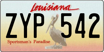 LA license plate ZYP542