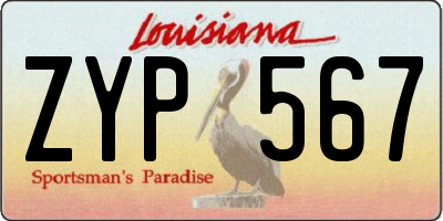 LA license plate ZYP567