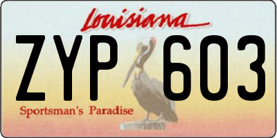 LA license plate ZYP603
