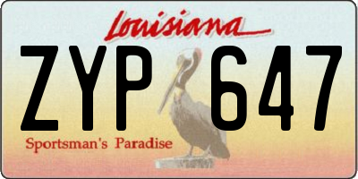 LA license plate ZYP647