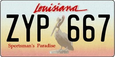 LA license plate ZYP667