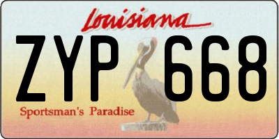 LA license plate ZYP668