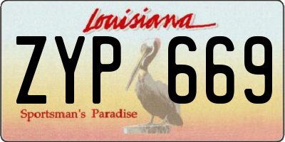 LA license plate ZYP669