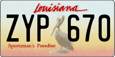 LA license plate ZYP670