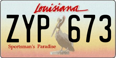 LA license plate ZYP673