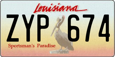 LA license plate ZYP674