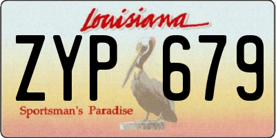 LA license plate ZYP679