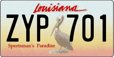 LA license plate ZYP701